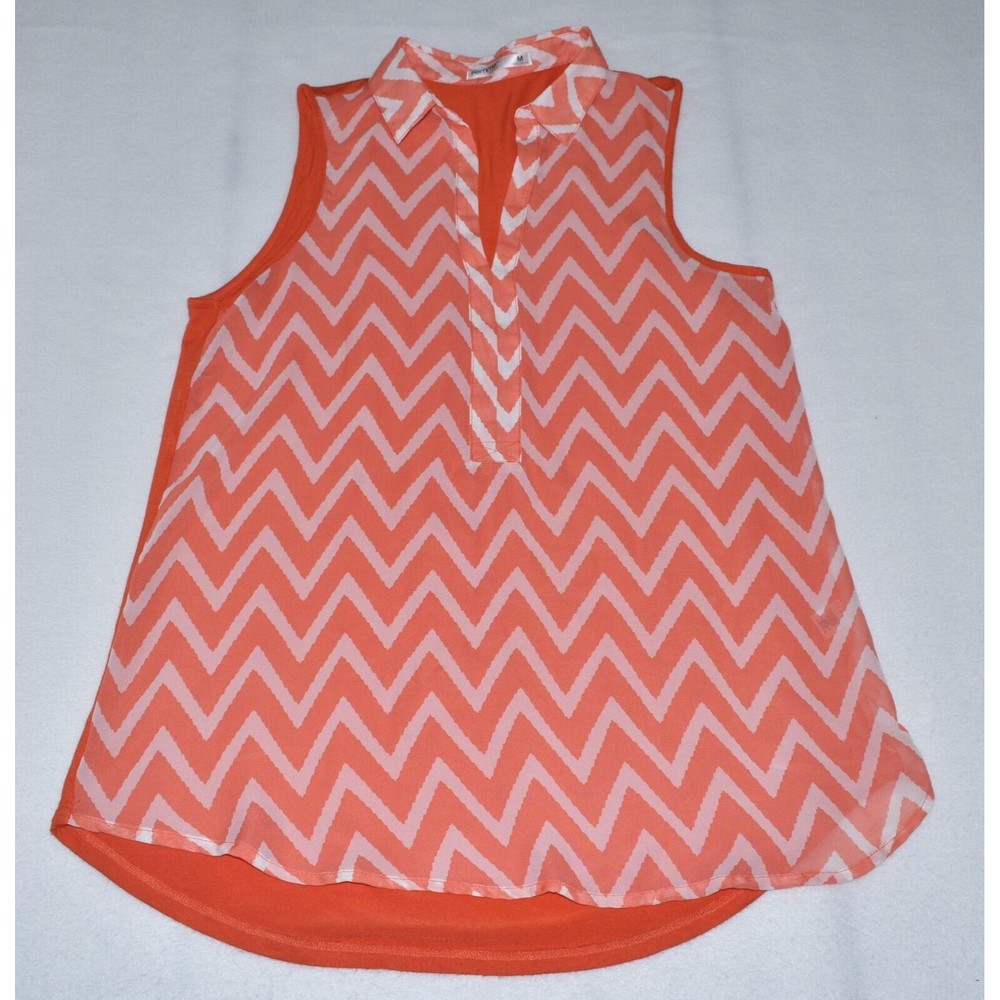 Femme by Tresics Sleeveless Geometric print Orange Blouse Stretch - Size Medium